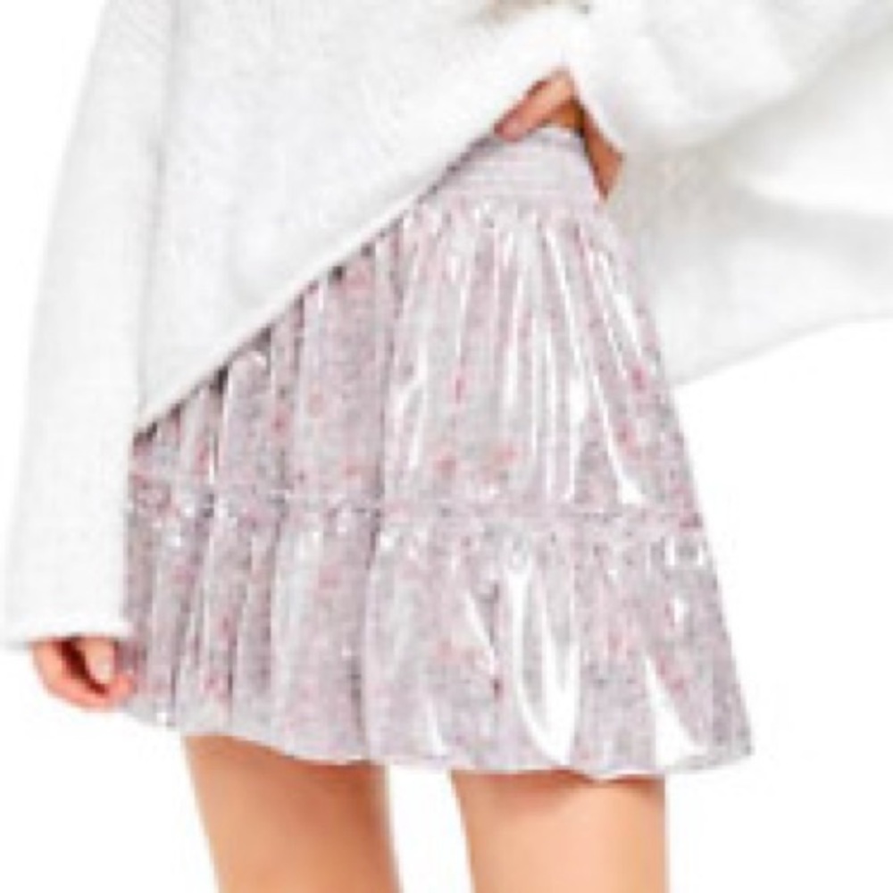 Free People In a Bubble Satin Mini Skirt Small